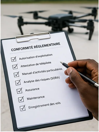 Liste de conformité réglementaire cochée sur un terrain