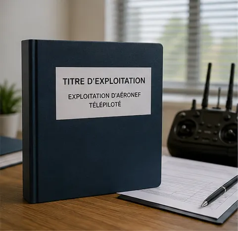 Classeur intitulé « Titre d'exploitation, exploitation d'aéronef télépiloté »